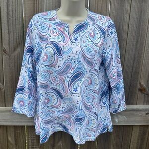 Talbots Paisley Print 3/4 Sleeve Cotton Tunic - Women’s Medium